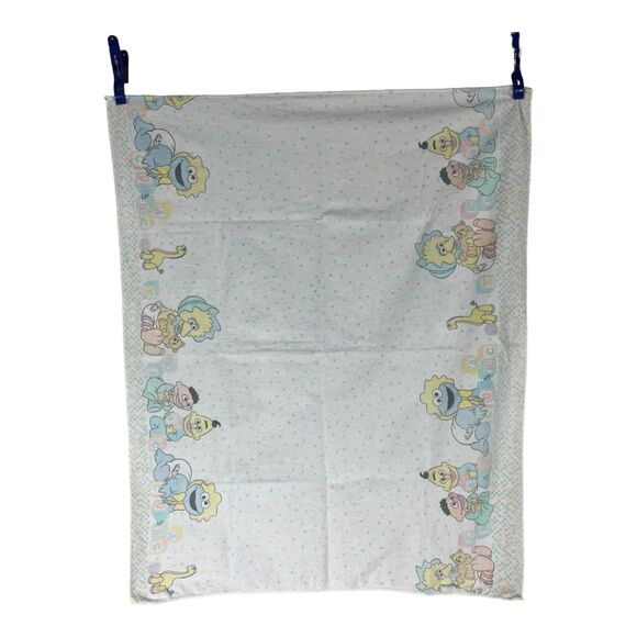 2 Vintage Sesame Street Cotton Flannel Baby Receiving Blankets Big Bird Riegel - Picture 3 of 7
